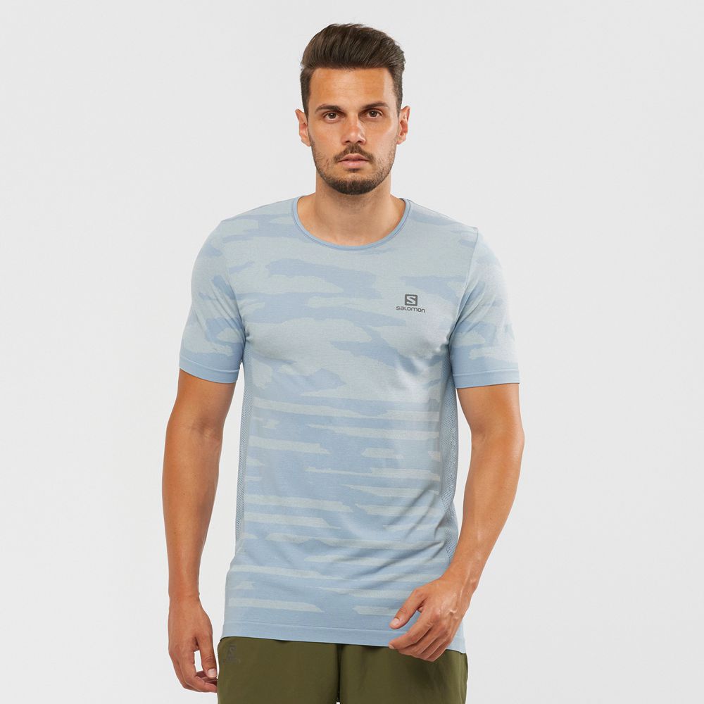 Salomon XA CAMO TEE Camisetas Hombre - Azules - Colombia (37462-LWCA)